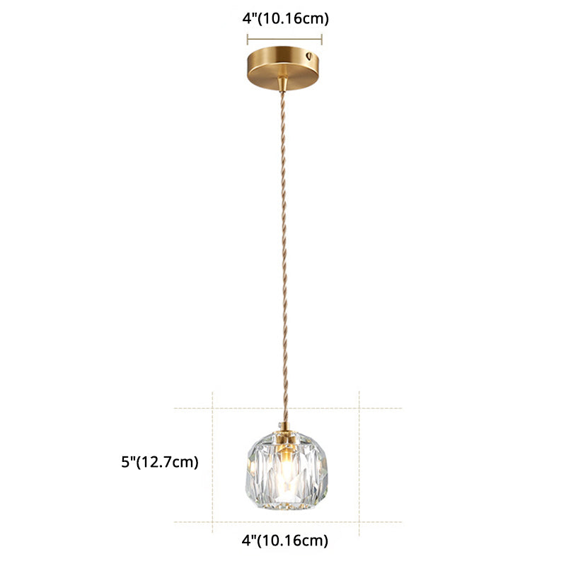 Contemporary Crystal Gold Globe Pendant Light - Elegant Hanging Lamp Kit