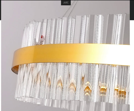 Modern Led Crystal Gold Ring Pendant Ceiling Lamp