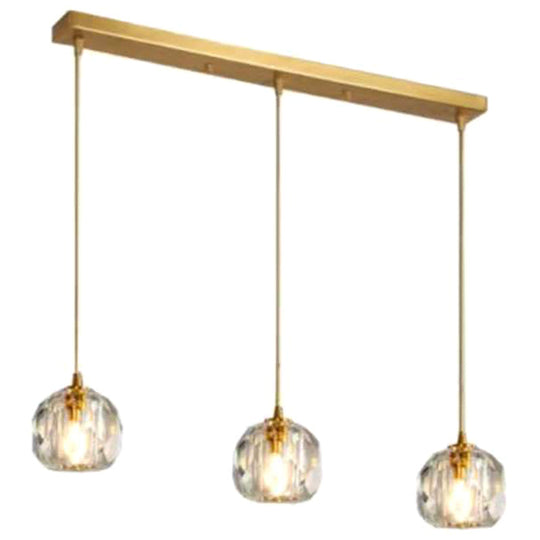 Contemporary Crystal Pendant Light With Gold Dome Suspension 3 /