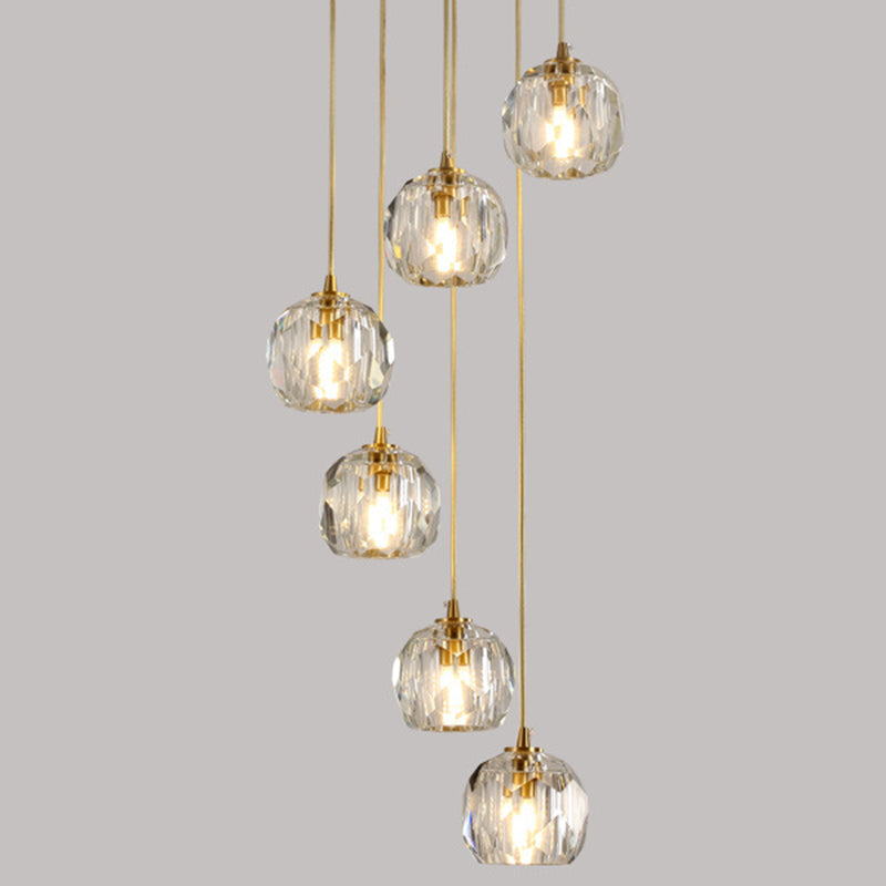 Gold Crystal Pendant Light - Modern Style Hanging Fixture 6 /