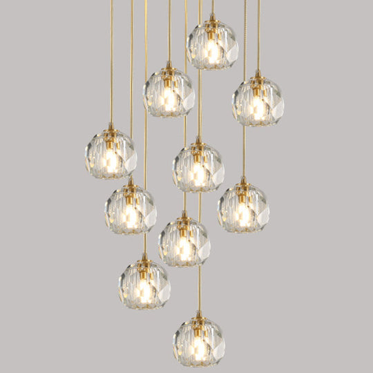 Gold Crystal Pendant Light - Modern Style Hanging Fixture 10 /