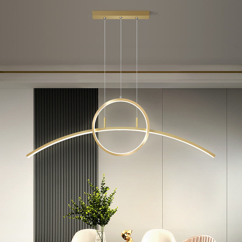 Modern Led Pendant Light Fixture: Circle And Linear Design With Metal Hanging