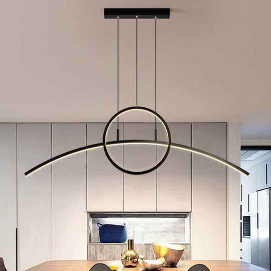 Modern Led Pendant Light Fixture: Circle And Linear Design With Metal Hanging