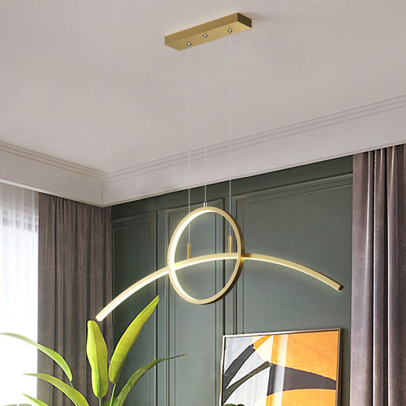 Modern Led Pendant Light Fixture: Circle And Linear Design With Metal Hanging