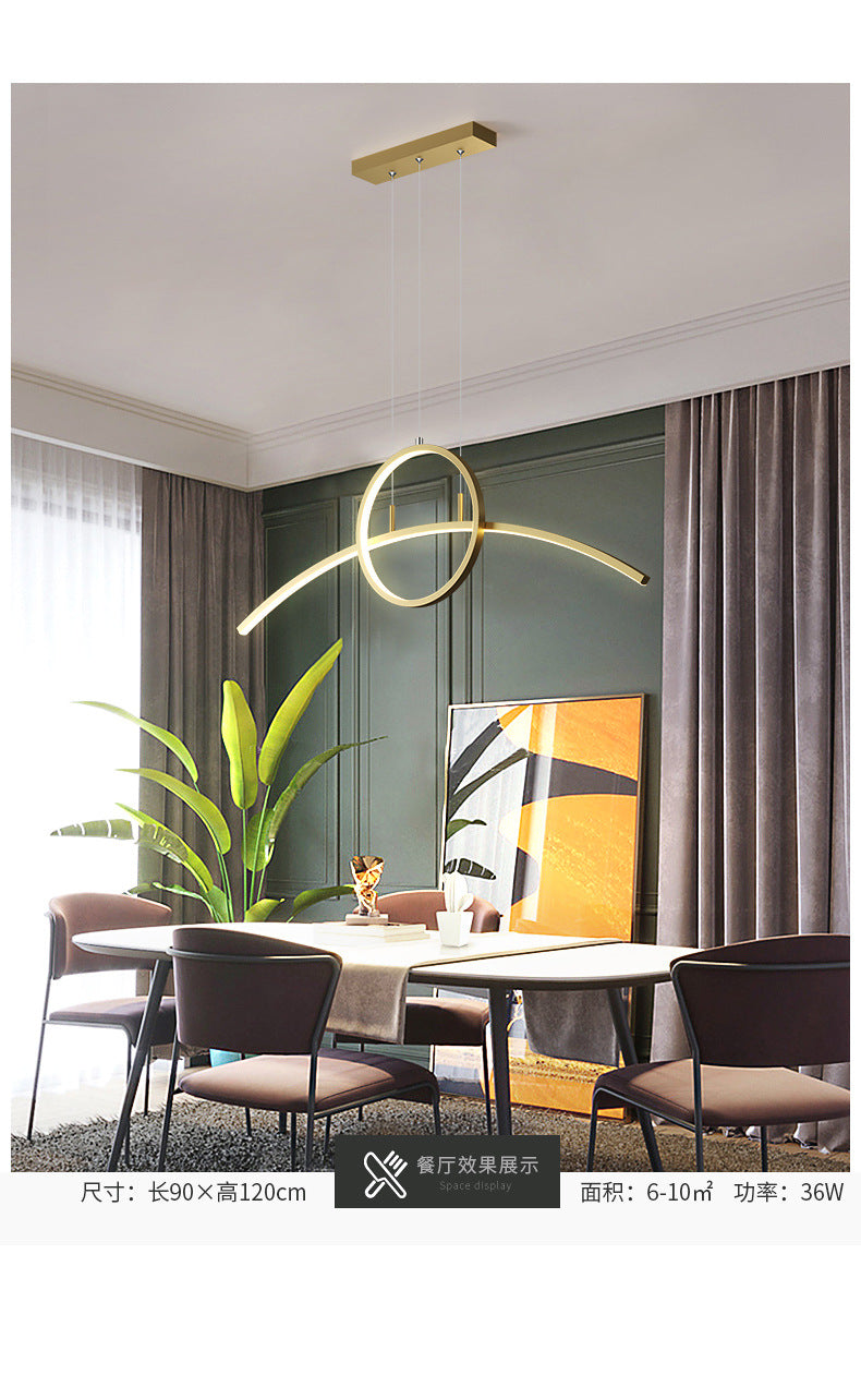 Modern Led Pendant Light Fixture: Circle And Linear Design With Metal Hanging