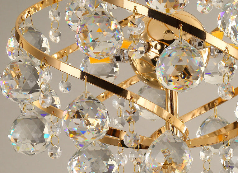 Modern Crystal Pendant Light In Gold Spiral Design