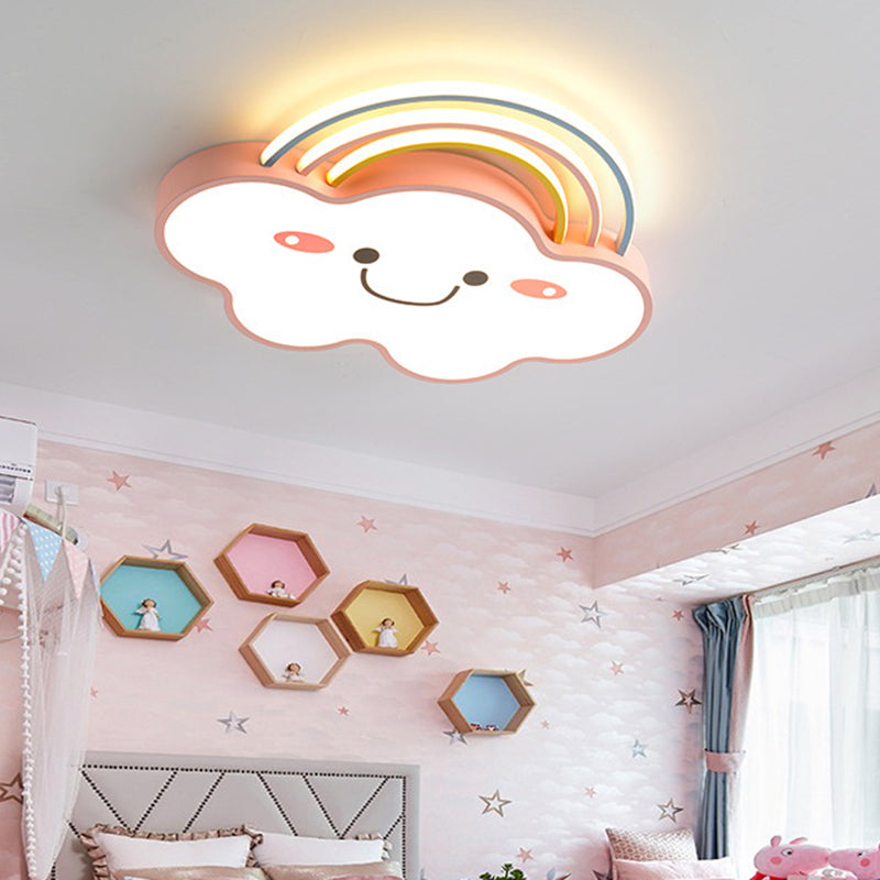 Contemporary Pink Rainbow & Cloud Led Ceiling Lamp - Acrylic Flushmount Light
Note: Seo Optimization