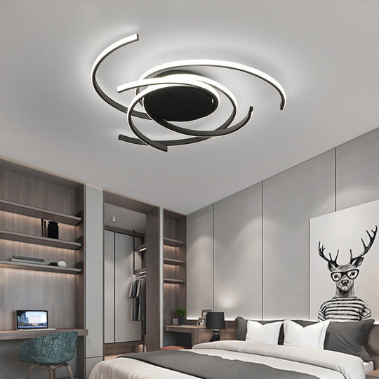 Modern Metal Spiral Flush Mount Led Ceiling Light For Bedrooms Black / White 22