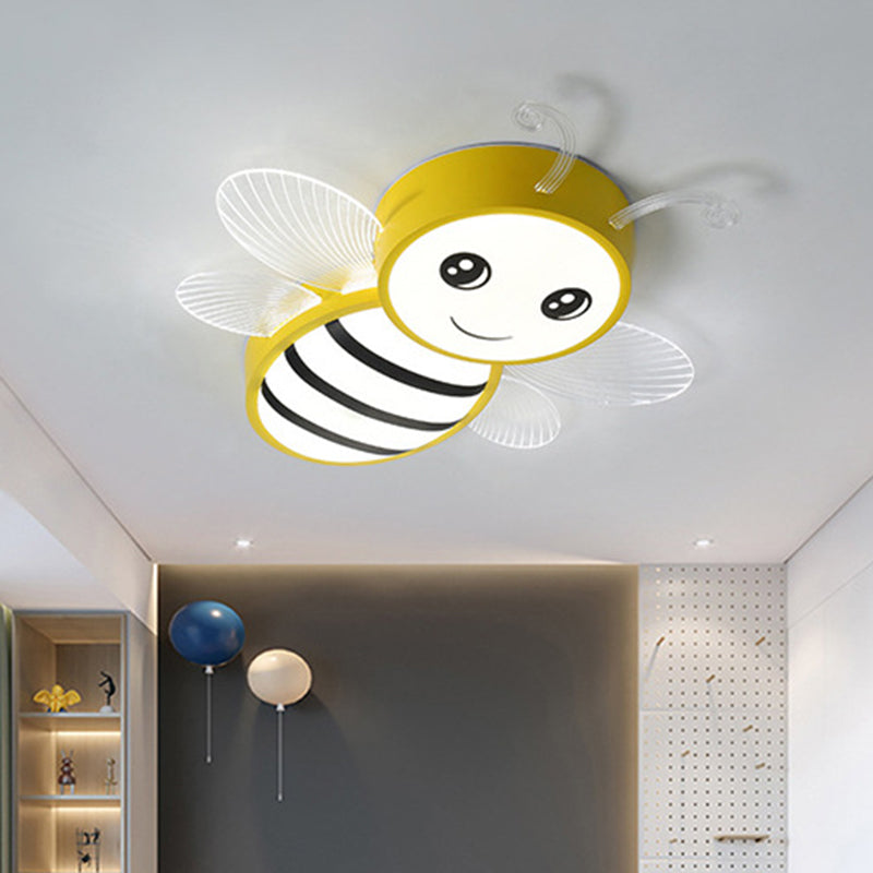 Kids Metal Bee Flush Mount Ceiling Light - Led Close To Lamp