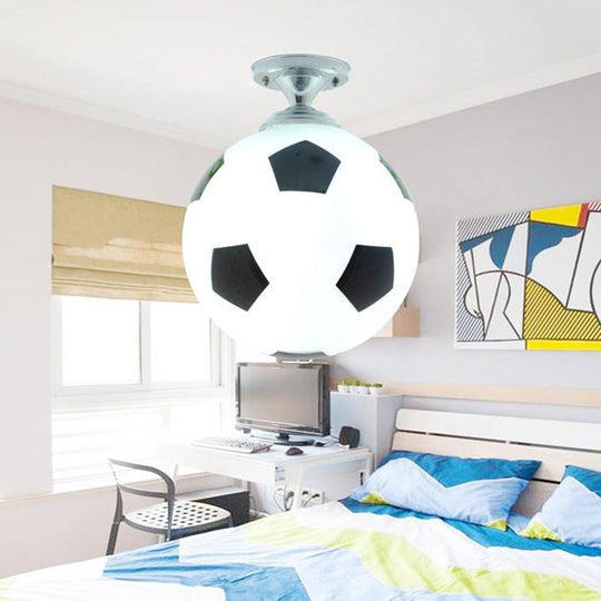 Kids Football Ceiling Mounted Fixture - Close To Lighting For Bedroom With Glass Style Black