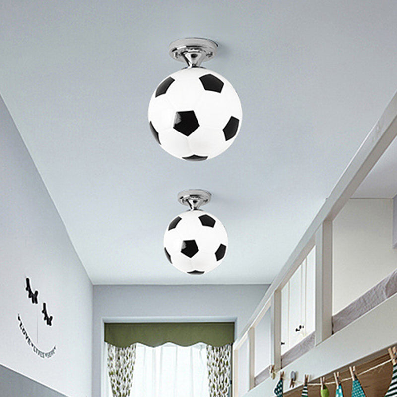 Kids Football Ceiling Mounted Fixture - Close To Lighting For Bedroom With Glass Style