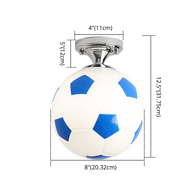 Kids Football Ceiling Mounted Fixture - Close To Lighting For Bedroom With Glass Style