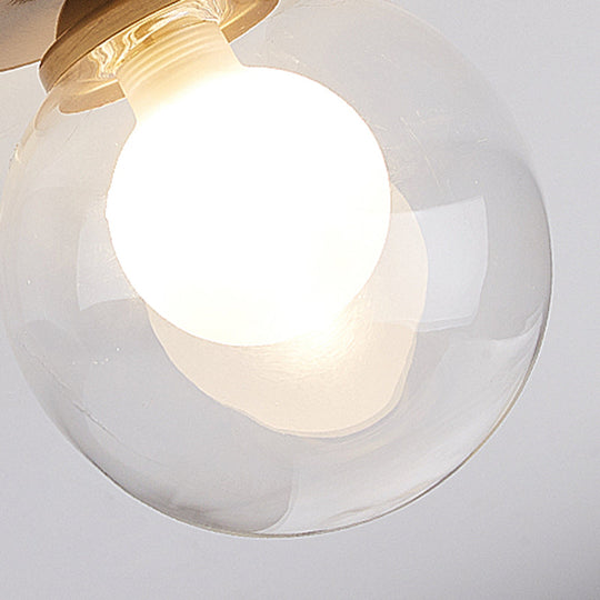 Modern Gold Glass Flush Mount Ceiling Light - Globe Corridor Close To Lighting