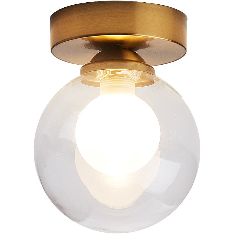 Modern Gold Glass Flush Mount Ceiling Light - Globe Corridor Close To Lighting