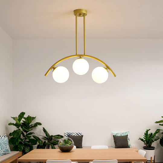 Modern Gold Metal Pendant Lighting With Glass Spherical Shade - Ideal For Dining Table Or Island