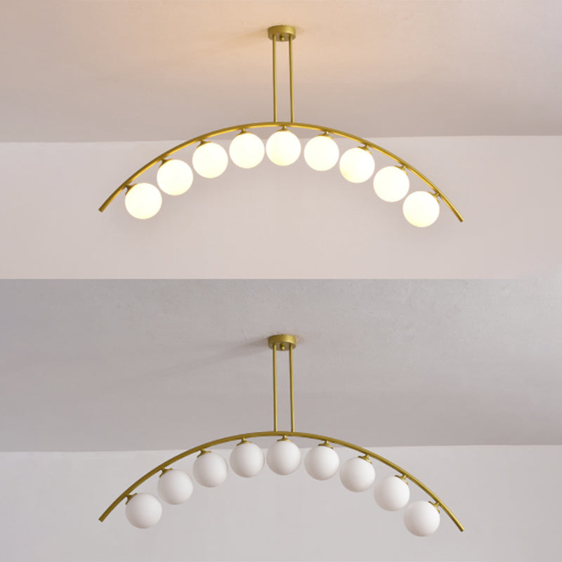 Modern Gold Metal Pendant Lighting With Glass Spherical Shade - Ideal For Dining Table Or Island