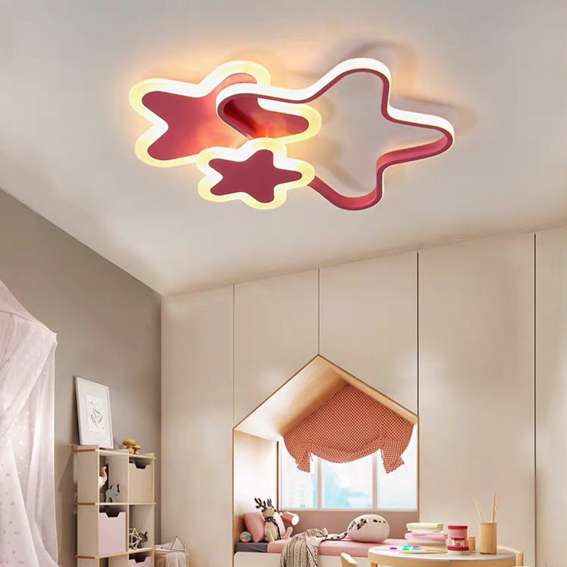 Cartoon Star Flush Mount Ceiling Light For Girls Bedroom
