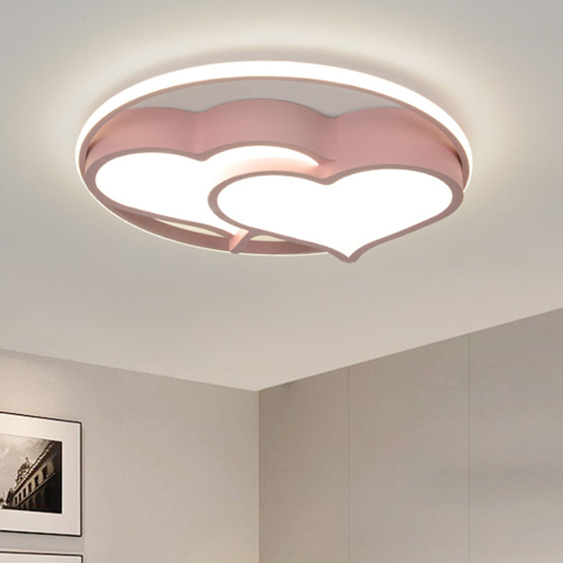 Kids Heart Flush Mount Ceiling Light For Bedroom - 1 Metal
