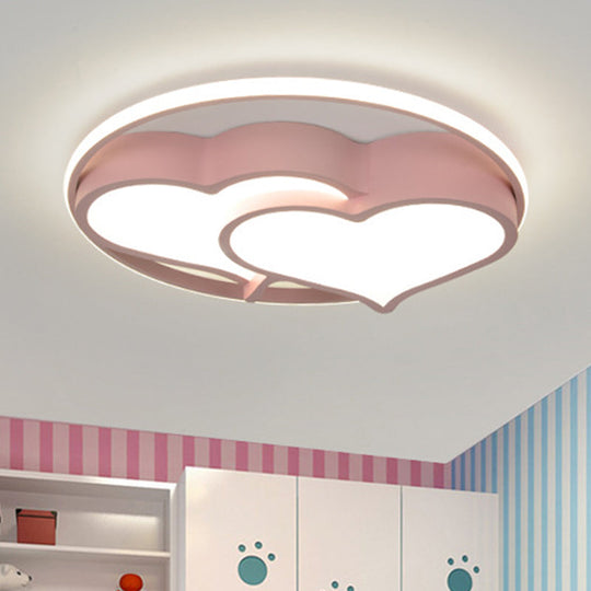 Kids Heart Flush Mount Ceiling Light For Bedroom - 1 Metal