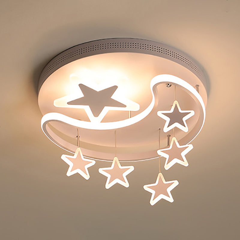 Creative Moon And Star Acrylic Flush Ceiling Light Fixture - 1 Flush-Mount