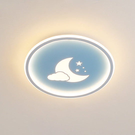 Moon And Star Flush Mount Ceiling Light For Modern Bedrooms Blue / 16 Warm