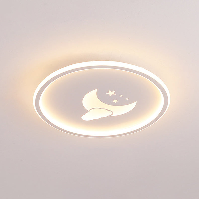 Moon And Star Flush Mount Ceiling Light For Modern Bedrooms White / 19.5 Natural