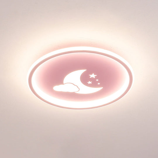 Moon And Star Flush Mount Ceiling Light For Modern Bedrooms Pink / 19.5 Natural