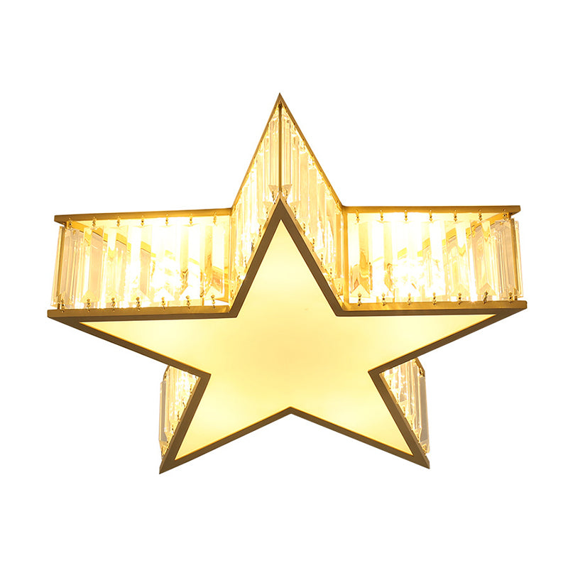 Contemporary Crystal Flush Mount Ceiling Light Fixture - Pentagram Design