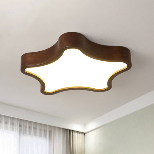 Wooden Nordic Flush Mount Spotlight For Childrens Bedroom - Star Light