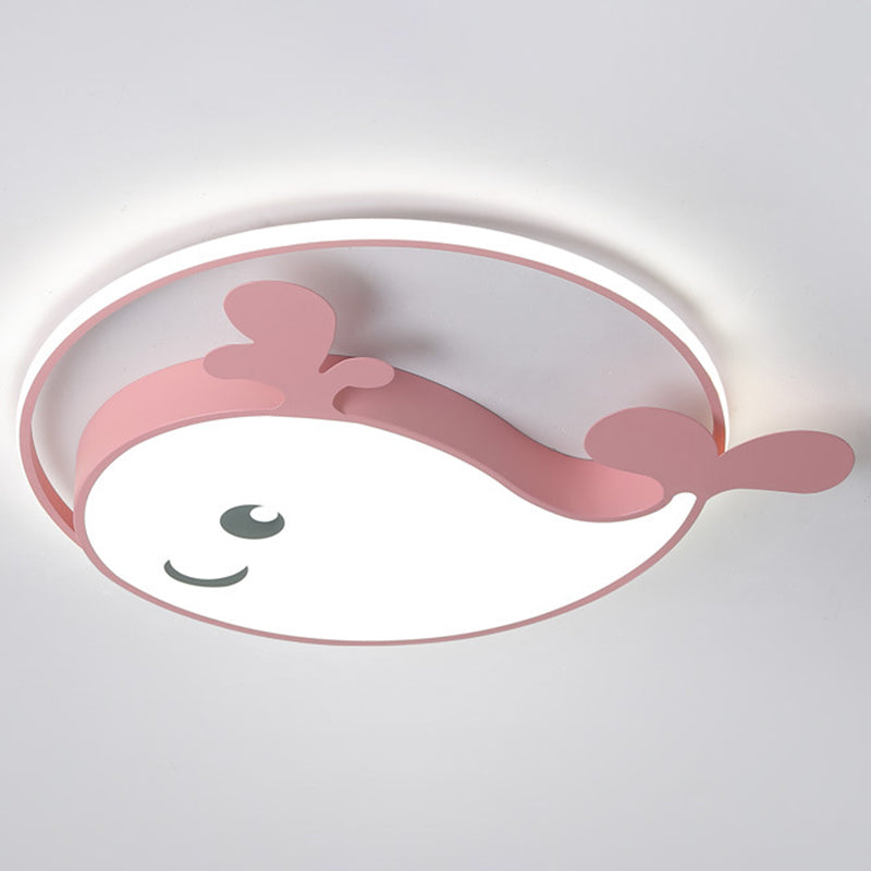 Kids Acrylic Whale Flush Mount Ceiling Light For Bedroom