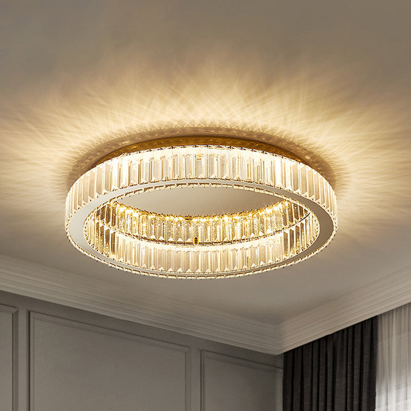 Modern Crystal Chandelier Flush Mount Ceiling Light For Living Room Gold / 16
