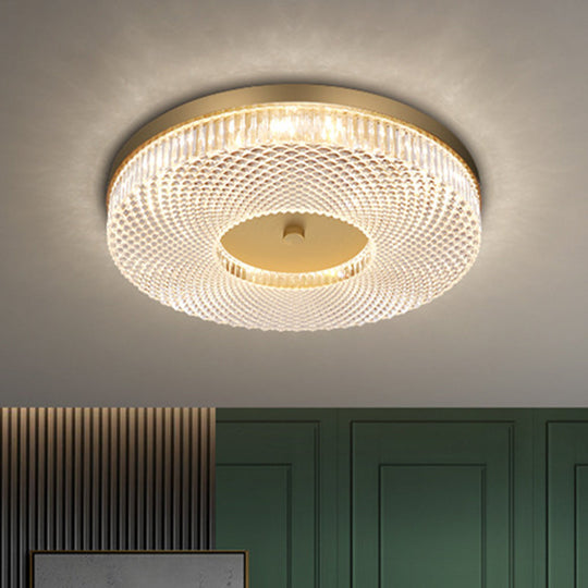 Ultra-Contemporary Crystal Round Flush Mount Ceiling Light For Bedroom