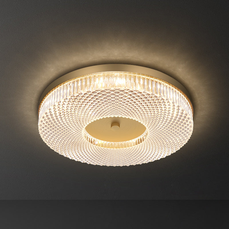 Ultra-Contemporary Crystal Round Flush Mount Ceiling Light For Bedroom