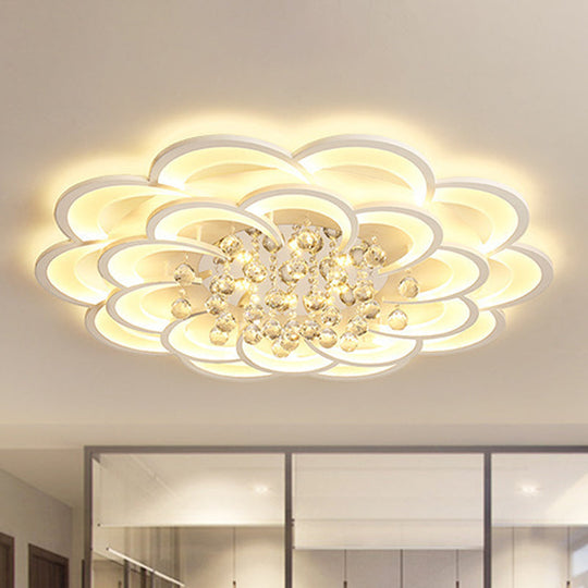 Contemporary Flower Flush Mount Ceiling Light - Acrylic Fixture For Living Room White / 39.5