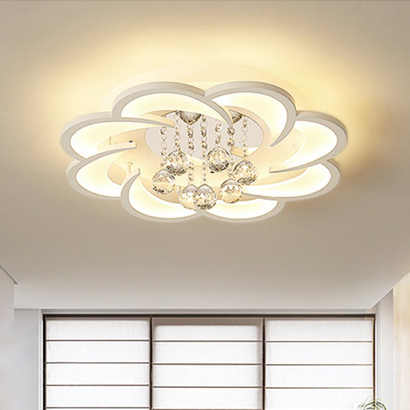 Contemporary Flower Flush Mount Ceiling Light - Acrylic Fixture For Living Room White / 20.5