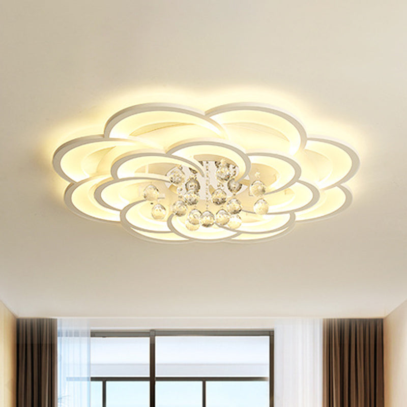 Contemporary Flower Flush Mount Ceiling Light - Acrylic Fixture For Living Room White / 31.5 Warm