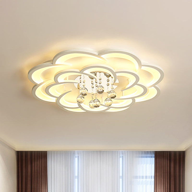 Contemporary Flower Flush Mount Ceiling Light - Acrylic Fixture For Living Room White / 27 Warm