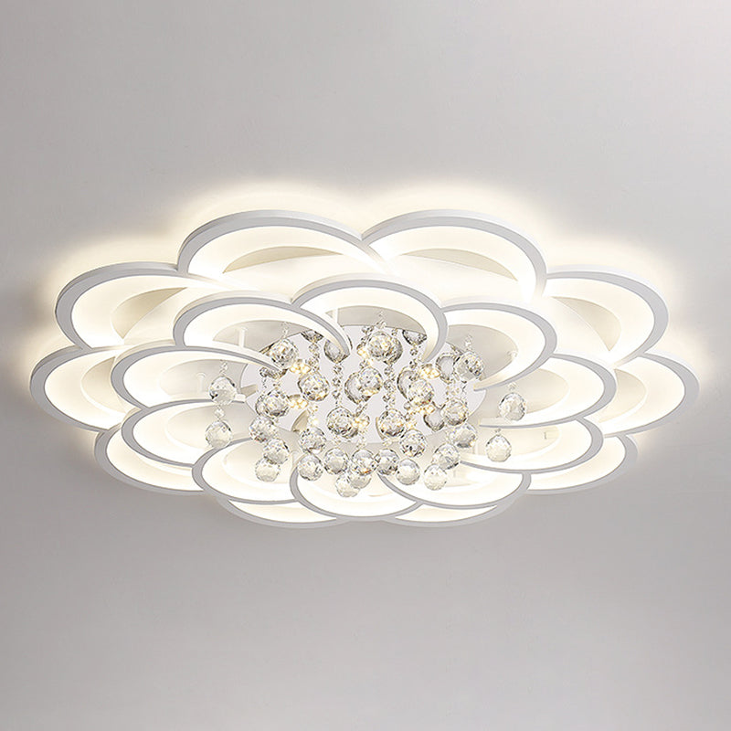 Contemporary Flower Flush Mount Ceiling Light - Acrylic Fixture For Living Room