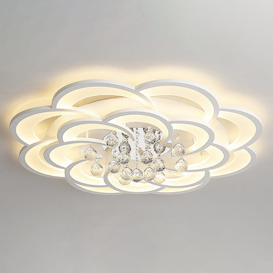 Contemporary Flower Flush Mount Ceiling Light - Acrylic Fixture For Living Room