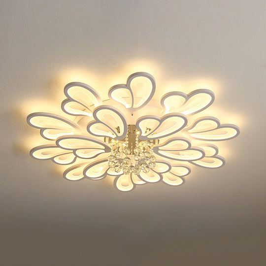 Contemporary Floral Flushmount Ceiling Light For Living Room Décor White / 39.5