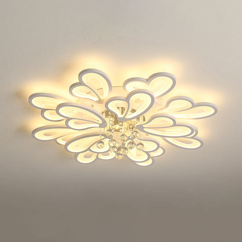 Contemporary Floral Flushmount Ceiling Light For Living Room Décor White / 47.5 Warm