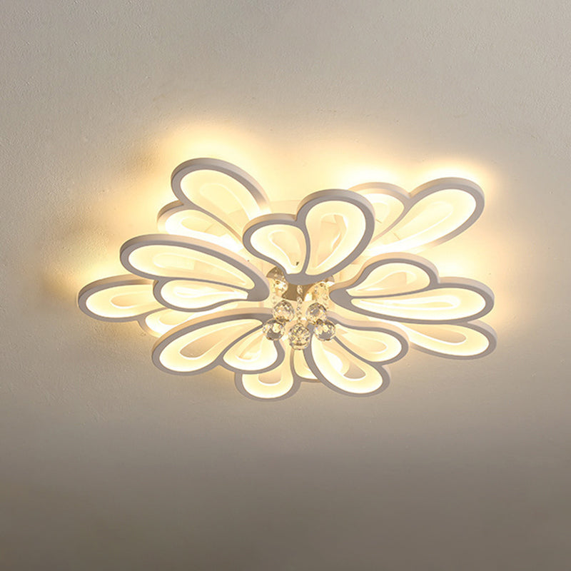 Contemporary Floral Flushmount Ceiling Light For Living Room Décor White / 31.5