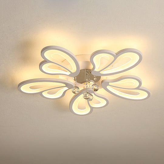 Contemporary Floral Flushmount Ceiling Light For Living Room Décor White / 27.5
