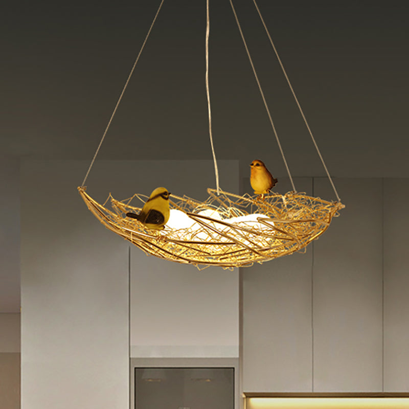Gold Metal Art Deco Nest Chandelier - 6/9 Light Hanging Ceiling Lamp 19.5/21.5 Wide / 19.5