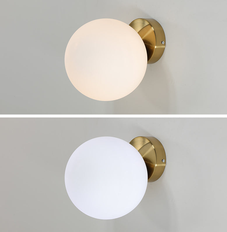 Modern Opal Glass Flush Mount With 1-Light Spherical Shade For Hallway Lighting