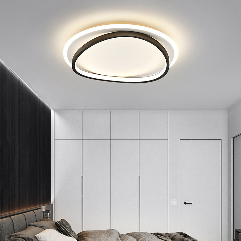 Modern Minimalist Double Round Flush Mount Led Ceiling Light For Bedrooms