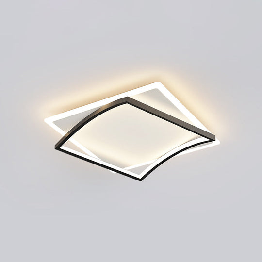 Modern Minimalist Geometric Flush Mount Led Ceiling Light For Bedrooms Black / 18 White
