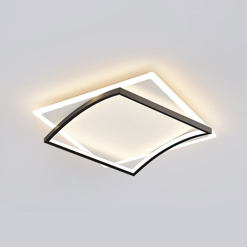 Modern Minimalist Geometric Flush Mount Led Ceiling Light For Bedrooms Black / 26 White