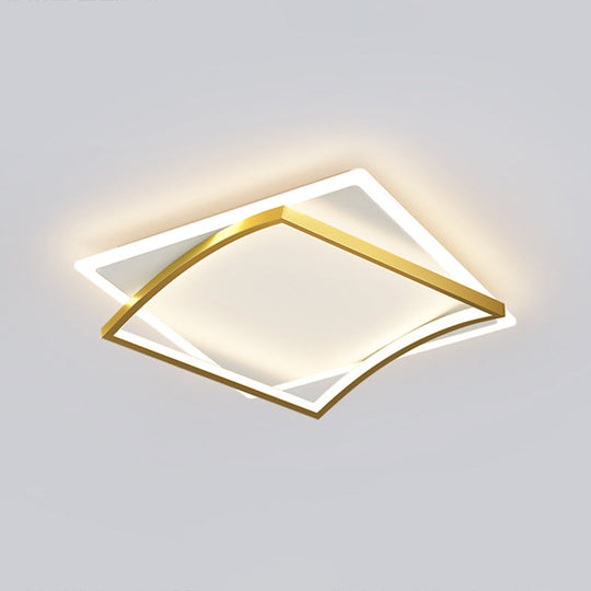 Modern Minimalist Geometric Flush Mount Led Ceiling Light For Bedrooms Gold / 26 White