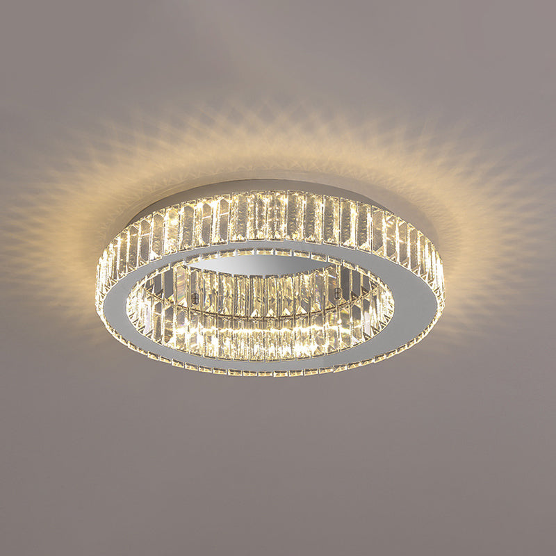Modern Led Crystal Flush Mount Ceiling Lamp For Bedroom Silver / 20